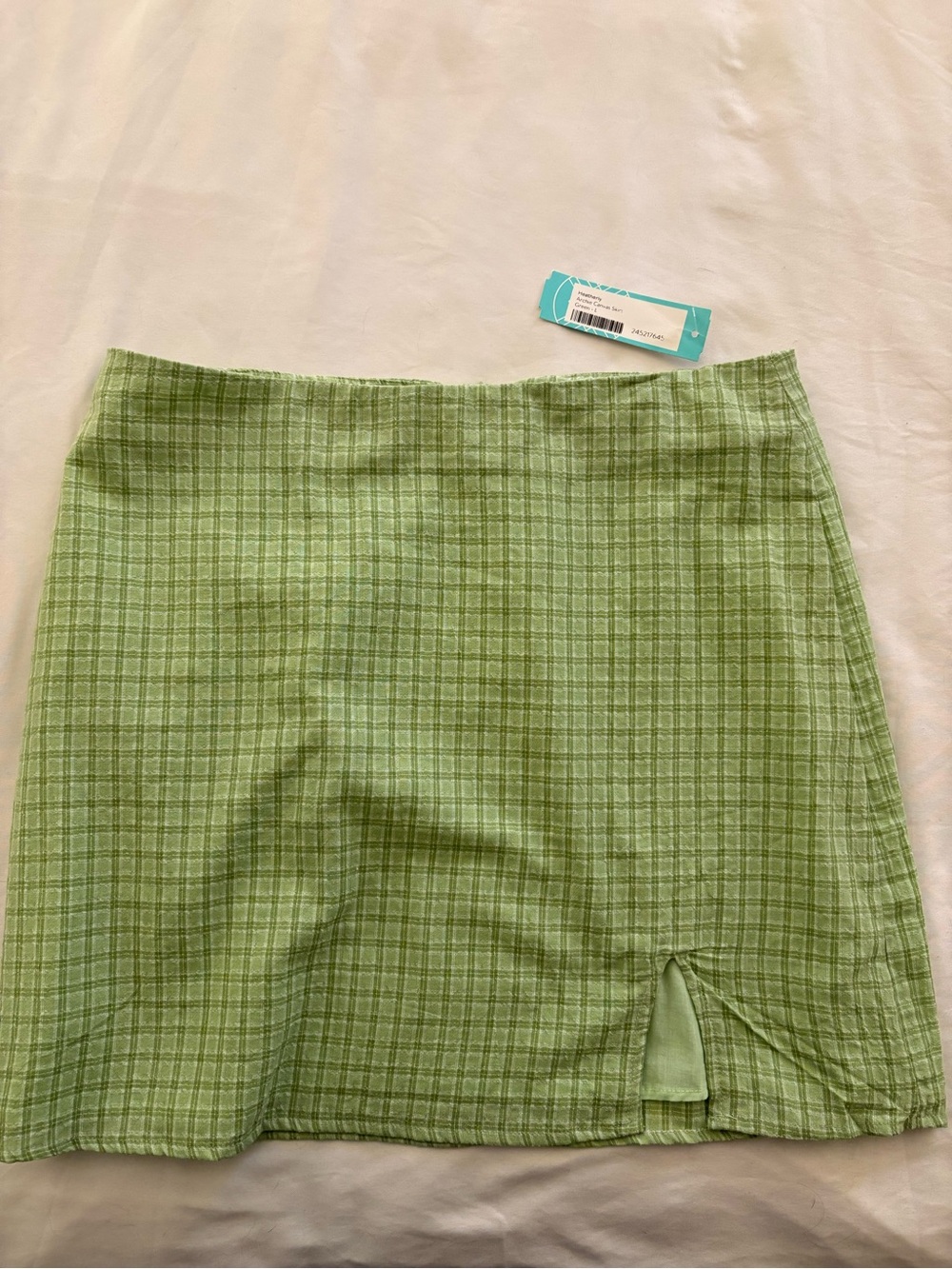 Green Plaid Mini Skirt - Lightweight A-Line
